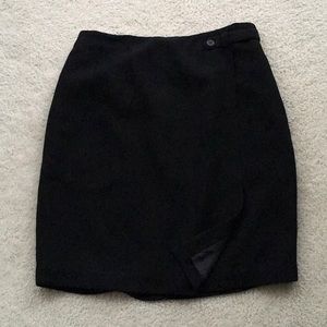 Classic Faux Wrap Black Skirt